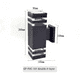 thumbnail image 5 of Lámpara de pared exterior de doble cabezal con carcasa de plástico, luz ascendente y descendente, E27, impermeable, para exteriores, para colgar en la pared, iluminación de patio, kit de pvc, 5 of 5