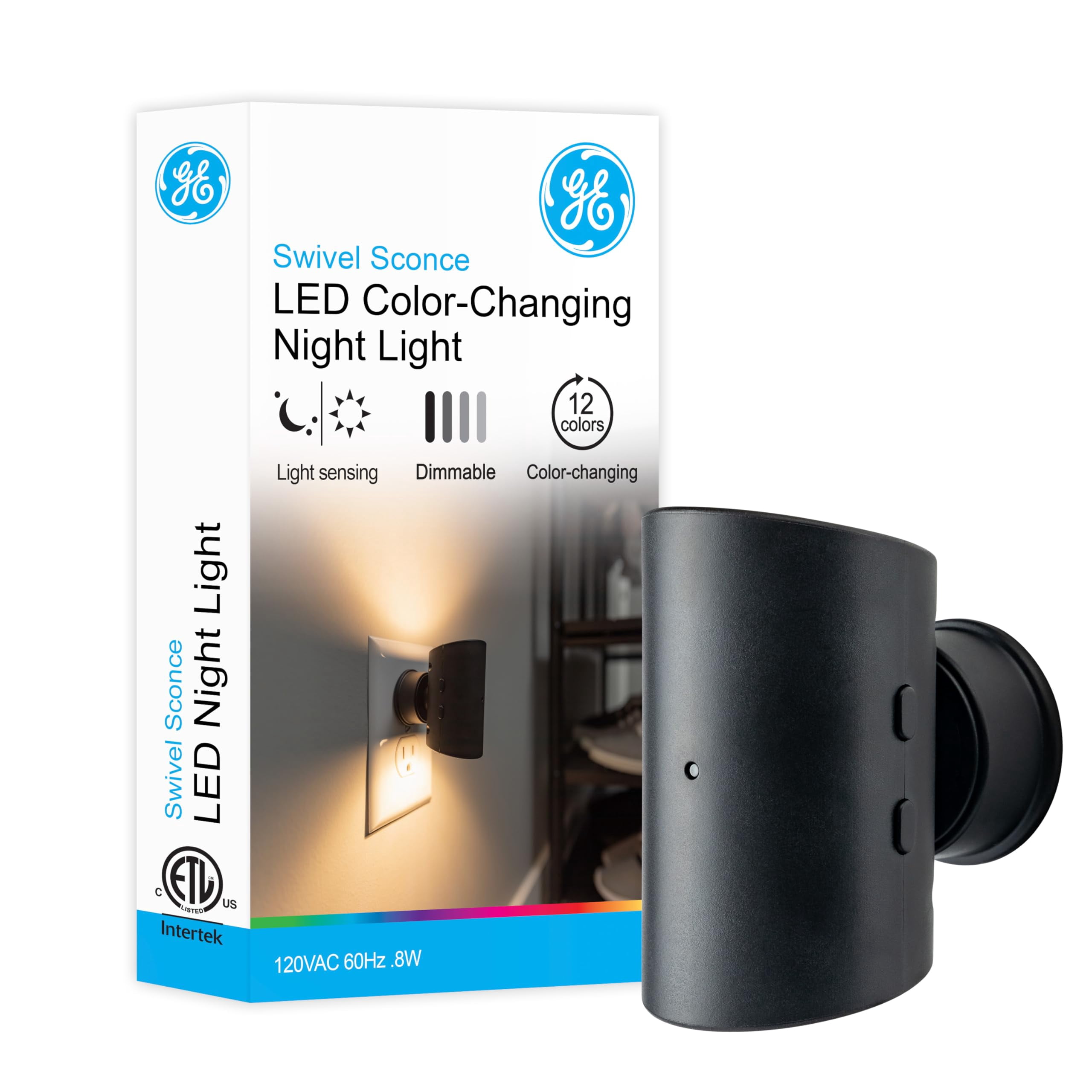 Lámpara LED nocturna giratoria GE, que cambia de color, regulable, 110 ...