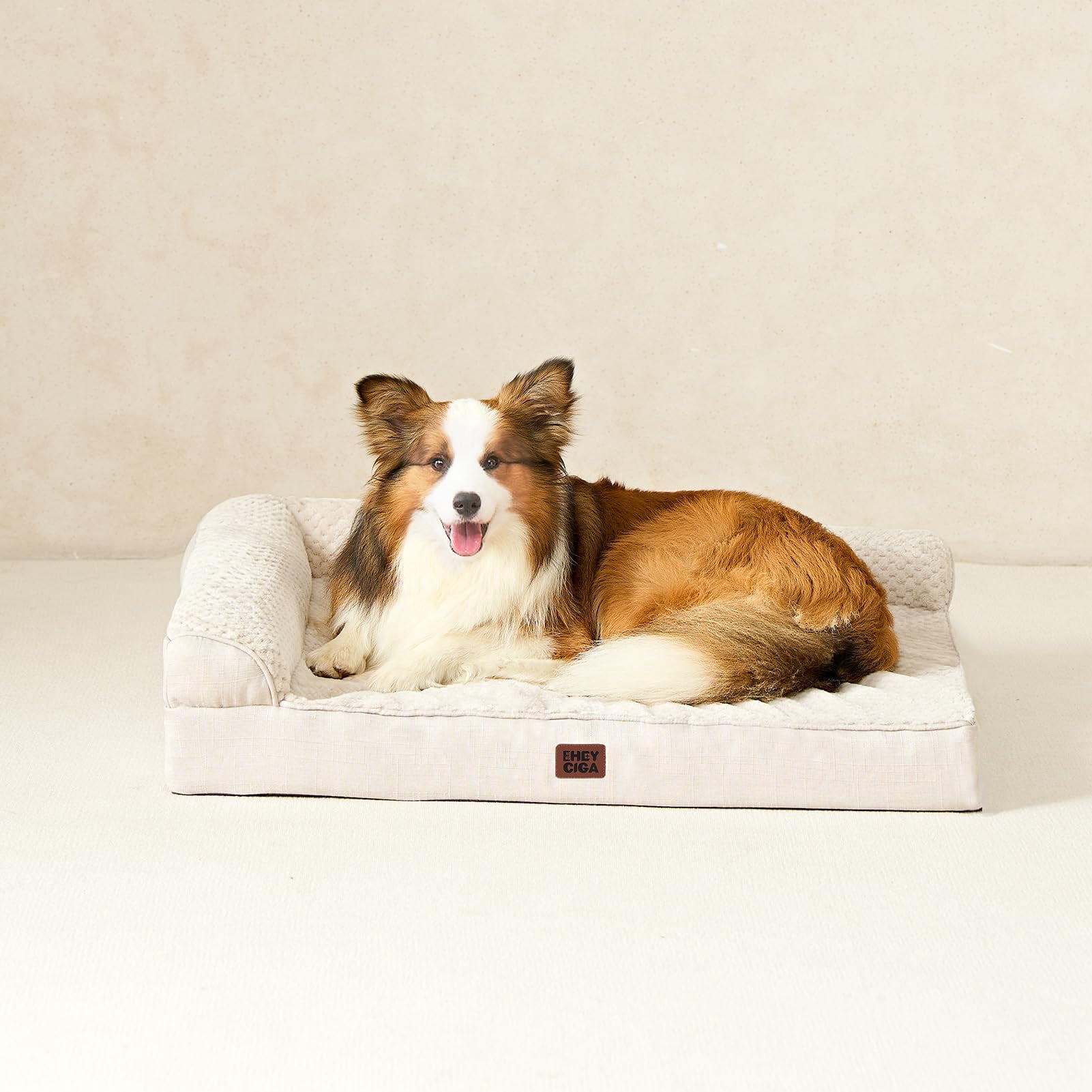 Orthopedic Dog Bed, Memory Foam, Washable Removable Cover, Waterproof, Beige, 30.0"L x 20.0"W x 6"Th