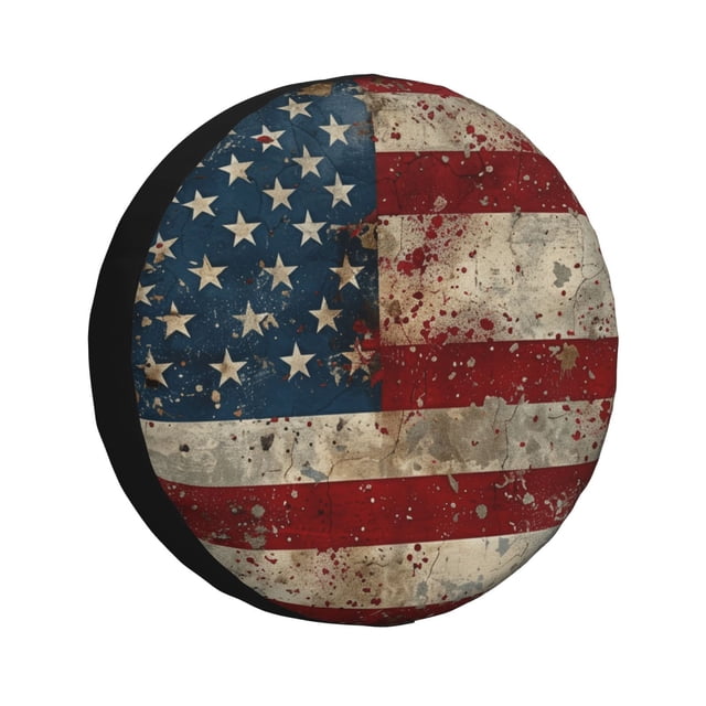 Fotbe American Flag1 Funda de Llanta de Repuesto con Estampado, Engrosada, Ajuste Universal para Jeep, Remolque, RV, SUV, Camión-15 inch