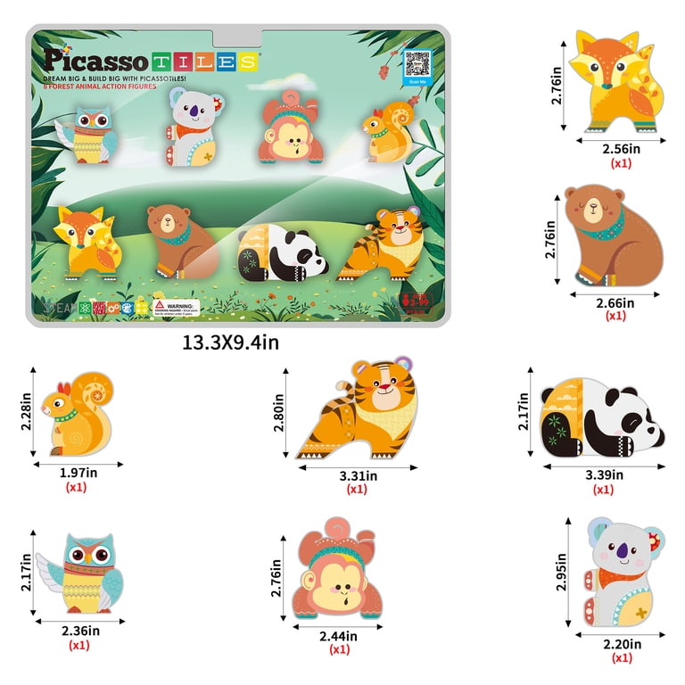 PicassoTiles Forest Animal 8-Piece Magnetic Tile Set photo 5