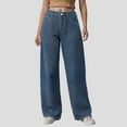 thumbnail image 2 of Mepaouo Women's Wide Leg Jeans Casual High Waisted Stretch Baggy Loose Denim Pants(Blue,S), 2 of 9