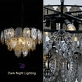 thumbnail image 3 of AFANQI Modern Black Chandeliers Lighting, Creative Pendant Ceiling Fixture Lamp, D23.6 3-Layer Round Crystal Glass Chandelier, 8-Light, Applicable to Living Room, Bedroom, Dining Hall, 3 of 13