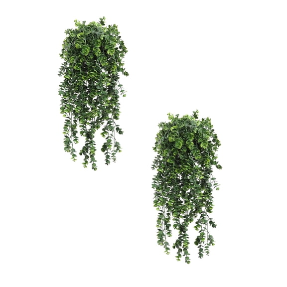 2pcs Artificial Hanging Plants, Fake Potted Eucalyptus Faux Hanging Plant for Wall Room Home Indoor Outdoor Shelf Decor