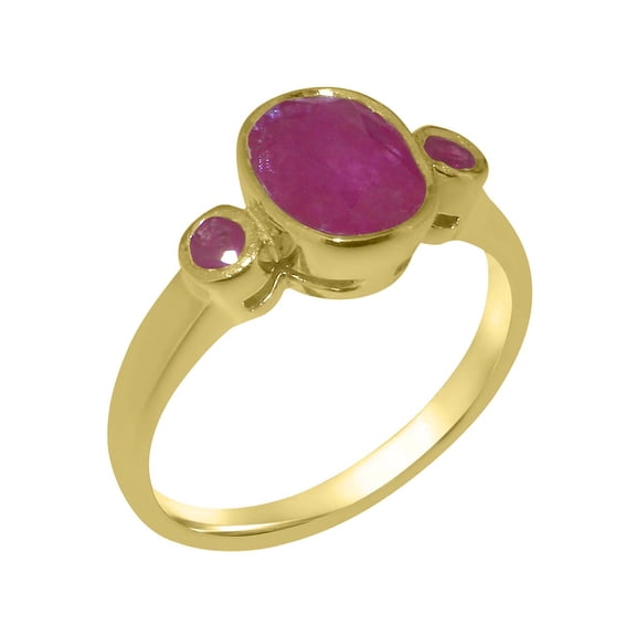 LBG British Made 10k Yellow Gold Natural Ruby Womens Anniversary Ring - 33 size options - Size 10