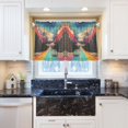 thumbnail image 5 of Yayeee Kitchen Curtains Tier Pair Light Filtering 27"x24" Rod Pocket Short Cafe Window Panel, Colorful Road, 5 of 7