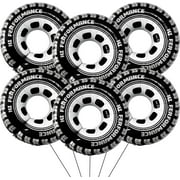30 Inch Race Car Wheel Balloons (6-Pack) , Giant Tire Balloons for Racing, Themed Birthday Parties，Cars Birthday Decorations
