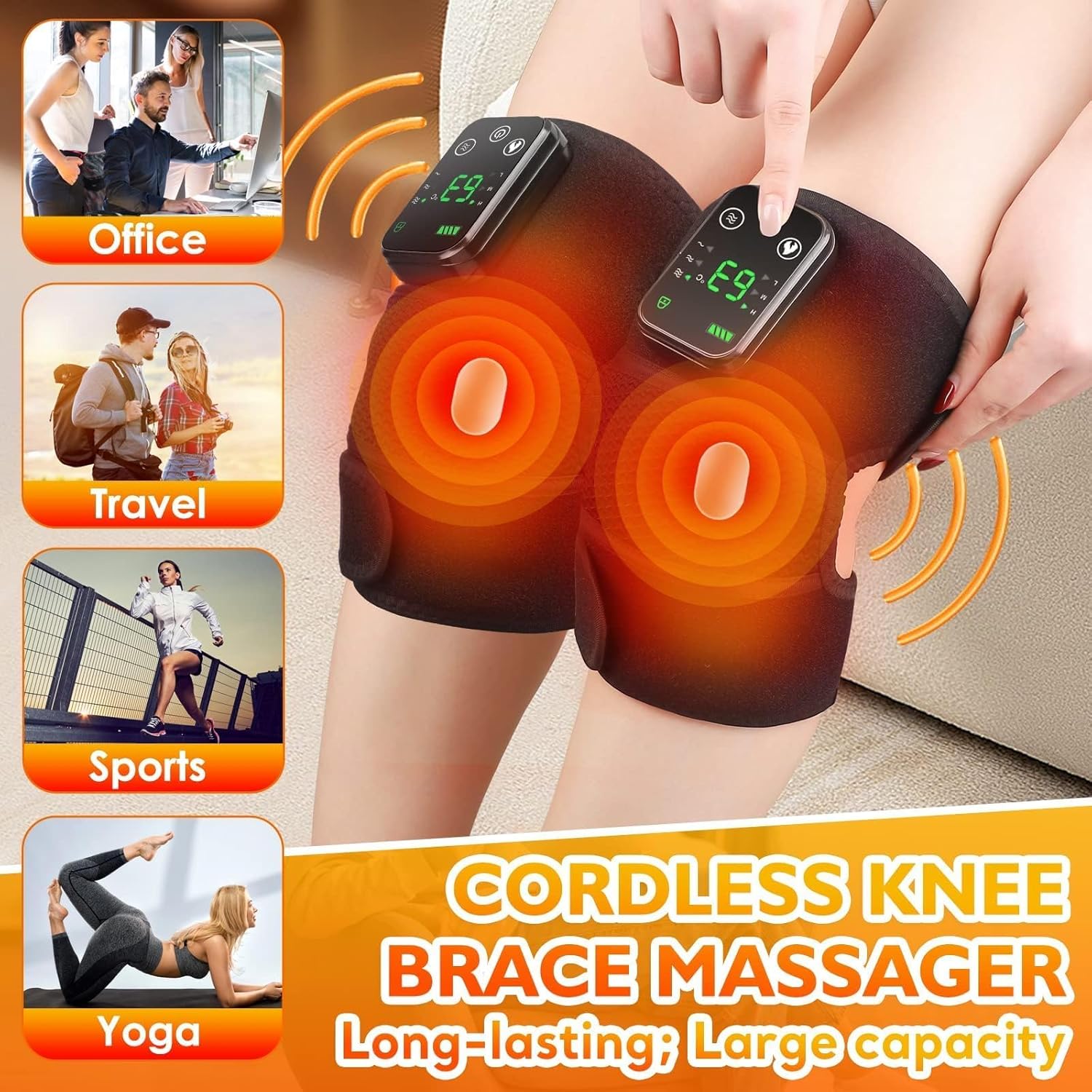 Heated Knee Massager for Pain Relief, Portable Knee Brace with Heat to Keep Knee Warms, Knee Heating Pad for Shoulder Elbow Knee 3 in 1 with Vibration