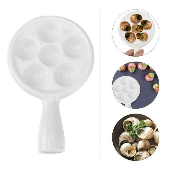 IFANLANDOR White Ceramic Escargot Baking Dish for Kitchen Use with HighTemperature Resistance, 1 Pc