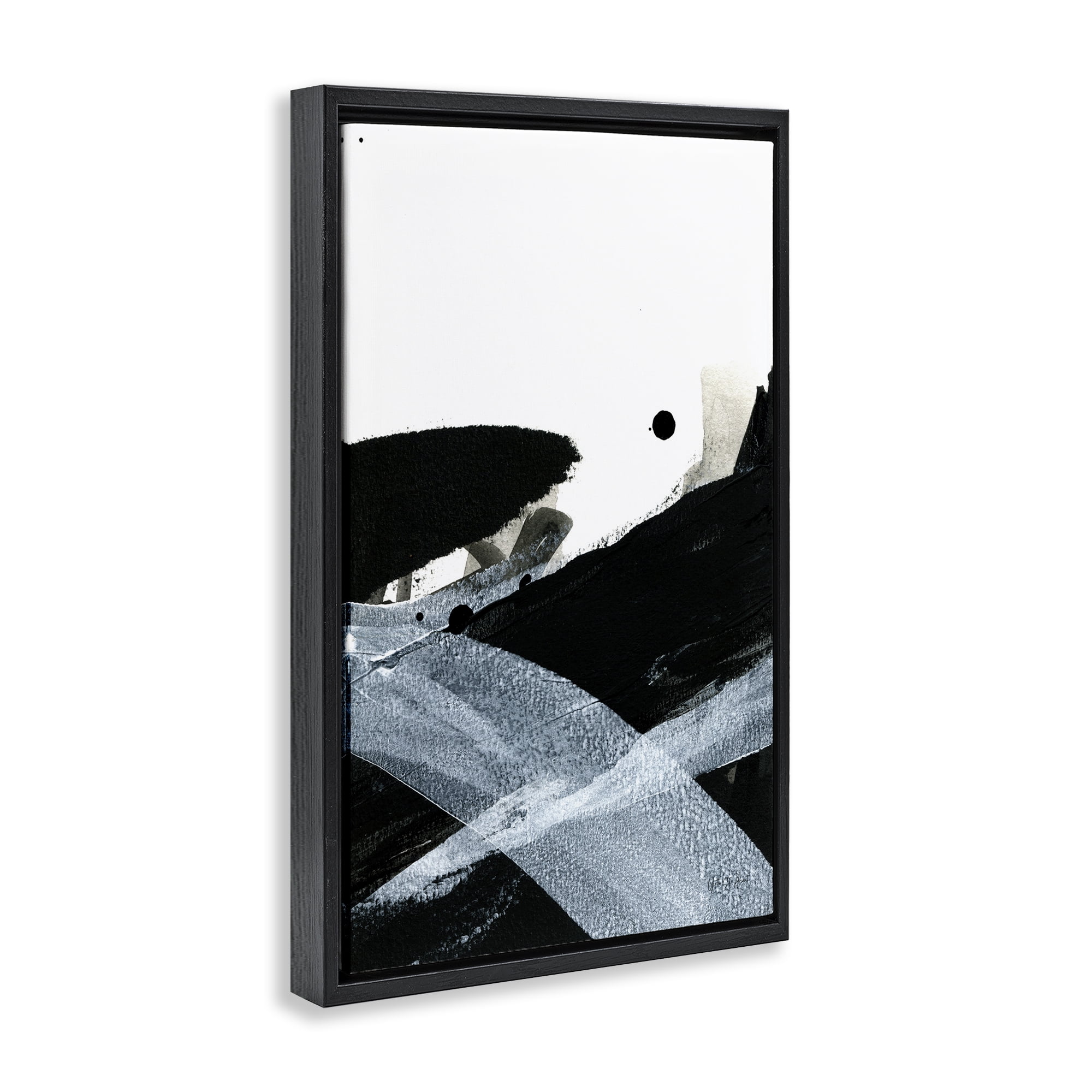 Stupell Industries Bold Gradient Movement Abstract Painting Black Floater Framed Canvas Art Print Wall Art, 17 x 25