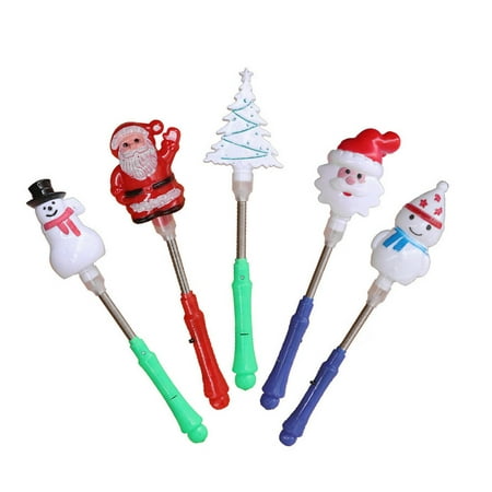 

5pcs Christmas Theme Flashing Stick Glowing Spring Stick Creative Luminous Stick Xmas Gift for Kids Children (Mixed Style)