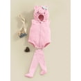 thumbnail image 4 of Hirigin Toddler Baby Girls Halloween Outfits Velvet Pig Hooded Romper Jumpsuit with Stocking 0 6 12 18 24 Months Fall Winter Clothes Set, 4 of 8