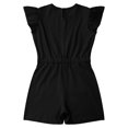 thumbnail image 6 of dPois Girls Casual Jumpsuits Rompers Ruffle Sleeve Romper Shorts with Pockets Summer One Piece Black 6, 6 of 7