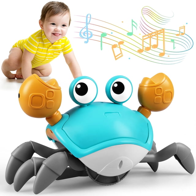Juguete con forma de cangrejo arrastrándose, ZHVV, para bebés, con música y luz