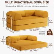 Modern 3-Person Convertible Sleeper Sofa Bed, 4-in-1 loveseat Sleeper, Comfy Removable Floor Couch for Living Room with Detachable and Washable Fabric