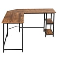 thumbnail image 1 of Patiojoy L-Shaped Corner Computer Desk Home Office Writing Study Workstation w/Storage Shelves, 1 of 7