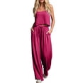 thumbnail image 5 of Women's Linen 2 Piece Outfits Sleeveless Tank Tops Wide Leg Flowy Pants Summer Casual Dressy Matching Sets with Pockets, 5 of 6