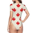 thumbnail image 4 of Fotbe Women Short Sleeve Bodysuit Round Neck Happy Canada Day Bodysuit For Women Round Neck Scoop Neck Long Sleeve Stretch Tops Jumpsuit-Xx-Large, 4 of 9