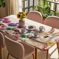 thumbnail image 3 of Easter Bunny Table Cloths for 4 Foot Rectangle Tables, Spring Colorful Daisy Flowers Rabbit Vintage Patio Waterproof Elastic Fitted Tablecloths, Washable Rectangular Table Cover for Camping, 3 of 8