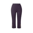 thumbnail image 3 of Uqiangy Women's Straight Leg Comfort Capri w/Tummy Control and Secret Pocket Capri Pants for Women Casual Summer Dressy Pull On Stretch High Waisted Crop Work Leggings with Pockets Dark blue S, 3 of 6