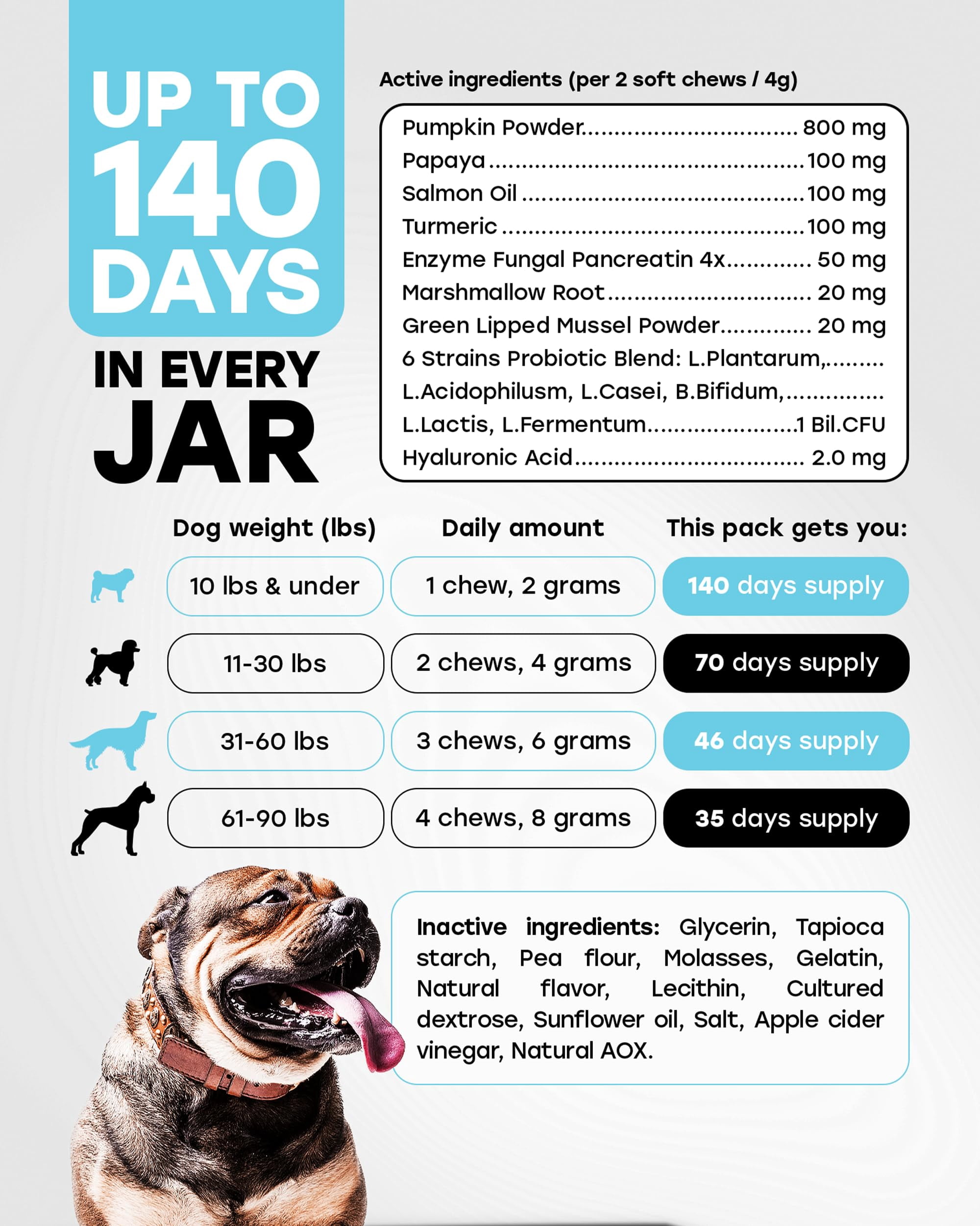 Pup Choice Probiotics for Dogs with Digestive Enzymes, Prebiotics, Fiber & Omega-3 – Gut Health & Digestion Support, Beef Flavor Soft Chews, 140 Count