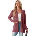 thumbnail image 3 of JWD Women's Open Front Cardigan with Pockets Long Sleeve Lightweight Casual Sweater Red XL, 3 of 6