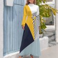 thumbnail image 3 of Abstract geometric design Long Dress Women's summer dress long sleeve dress Elegant gown, 3 of 4