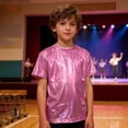 thumbnail image 4 of DORKASM Kids Sequin Top: Shiny Crew Neck Hip Hop Dance Party Shirt Hot Pink 150, 4 of 5