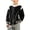 Black, variant on Boys Girls Fleece Lined Hoodies Bomber Jacket Classic Retro Varsity Coats Button Front Thick Warm Baseball Hooded Sweatshirts