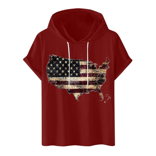 Blusa con capucha de manga corta para hombre, informal, con estampado, a la moda, con capucha, camiseta deportiva de manga corta, blusa de poliéster para hombre
