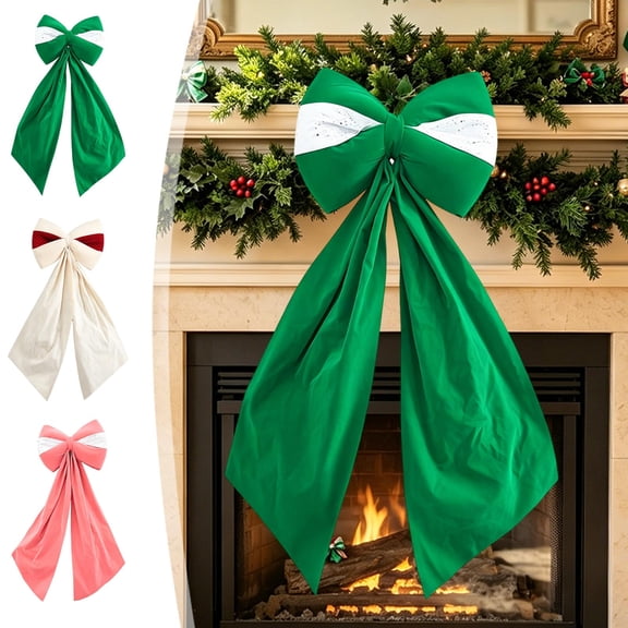 WDOBM Christmas Decorative Bows, Large Bow Christmas Tree Topper Wreath Gift Wrap Decor, Christmas Tree Bow, Velvet Christmas Bows for Home Decor Indoor