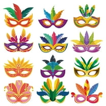 RyanK Mardi Gras Decorations Mardi Gras Masks Wooden Hanging Ornaments Decoration -12Pcs Carnival Themed Mask Ornaments Wood Hanger Pendant Craft Gift Tags with Rope for Mardi Gras New Orleans