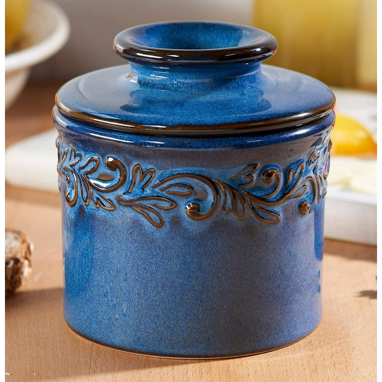 Antique Butter Bell Crock - Blue Denim