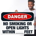 thumbnail image 2 of Danger No Smoking Or Open Lights Within Feet Sign, OSHA Danger Sign, 24x36 Corrugated Plastic, 2 of 7