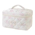 thumbnail image 1 of Bolsa de cosméticos de gran capacidad con cierre de cremallera doble y estampado floral Organizador de maquillaje de viaje para guardar artículos de tocador y papelería, 1 of 6