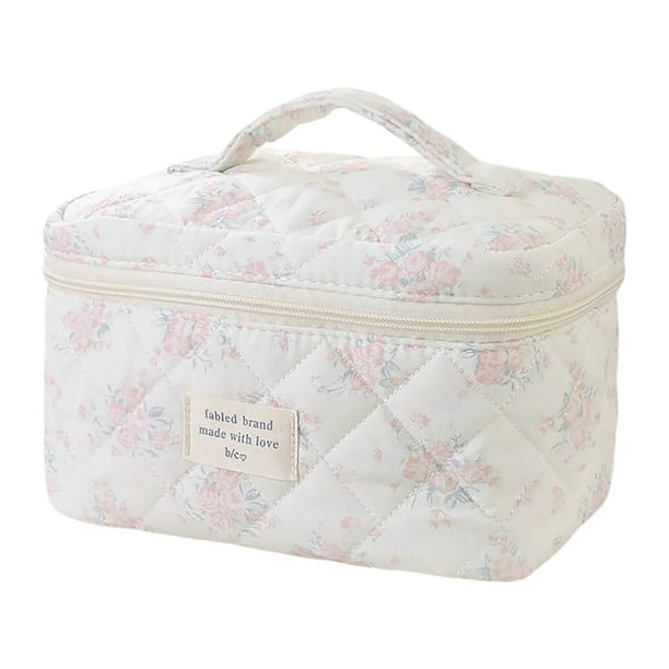 Bolsa de cosméticos de gran capacidad con cierre de cremallera doble y estampado floral Organizador de maquillaje de viaje para guardar artículos de tocador y papelería