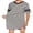 Gray, variant on Gureui Men Soft Summer Pajamas Short Sleeve V Neck Stripe Irregular Hem Casual Loose Long Sleepshirts Unisex Comfy Sleepwear