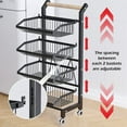 thumbnail image 5 of Kitchen Storage Cart with Lockable Wheels, Multifunctional 4 Tier Rolling Cart with Wood Handle and Adjustable & Detachable Vegetable Baskets for Kitchen, Living Room, Dining Room, Bathromm, 5 of 8
