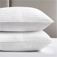 thumbnail image 2 of Queen Size Bed Pillows Set of 2 Soft Down Alternative Hotel Collection Pillows for Back Stomach Side Sleepers White Striped, 2 of 3