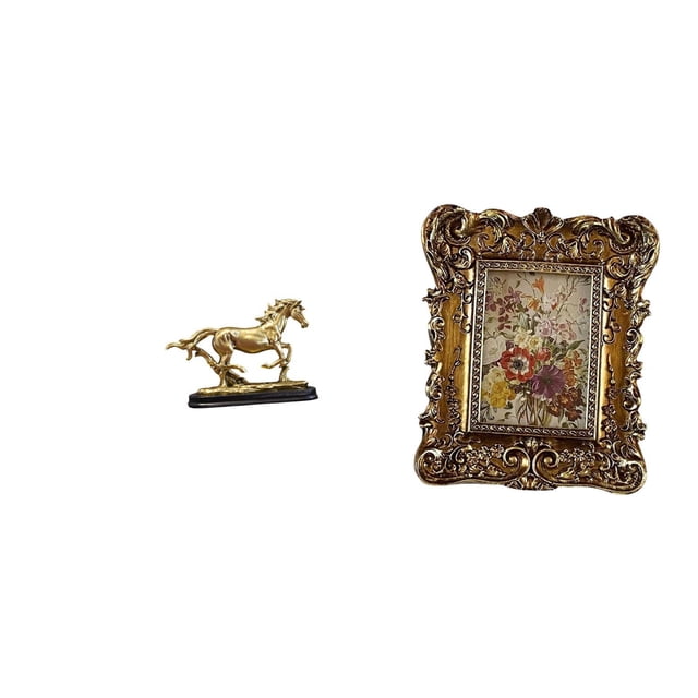 Figura de caballo,Figura coleccionable de caballo en miniatura,Adorno de caballo de resina,estatua de animal,decoración para el hogar,Marco de fotos,Marco de fotos retro vintage para mesa