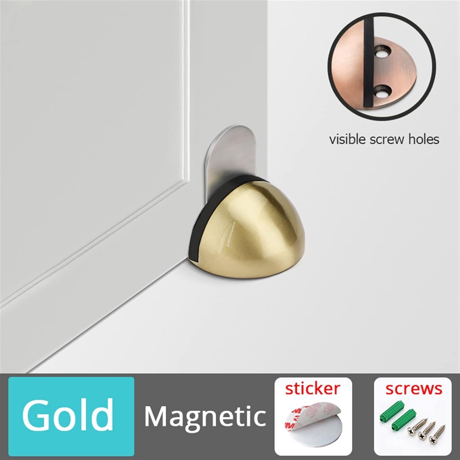 Zinc Alloy Rubber Door Stopper Non Punching Sticker Hidden Door Holder Catch Floor Mounted Nail-Free Door Stop Door Hardware 1Pcs