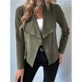 thumbnail image 4 of Chaquetas de Ante Sintético para Mujer, Ropa de Moda de Otoño, Larga, Frente Abierto, Abrigo Corto, Prenda Exterior Verde L, 4 of 10