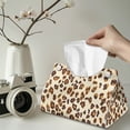 thumbnail image 2 of SEANATIVE Leopard Print Tissue Box Cover Rectangle Tissue Box Holder Brown Tissue Paper Case PU Leather Facial Tissue Holder for Bathroom Car Bedroom Hotel Office Indoor Home Decor, 2 of 7