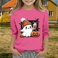 thumbnail image 2 of XQYLOS T-Shirt Mignon Festif pour Filles Haut Enfants Jeunes Décontracté Halloween Imprimé 2D Col Rond Manche Trois Quarts Tee T-Shirt Haut Automne Automne Vêtements Mode, 2 of 4