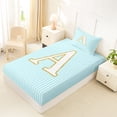 thumbnail image 4 of Erosebridal Gold Letter A Twin Sheet Sets for Kid, Blue Cartoon Line Bedding, 3 Pieces, 4 of 5