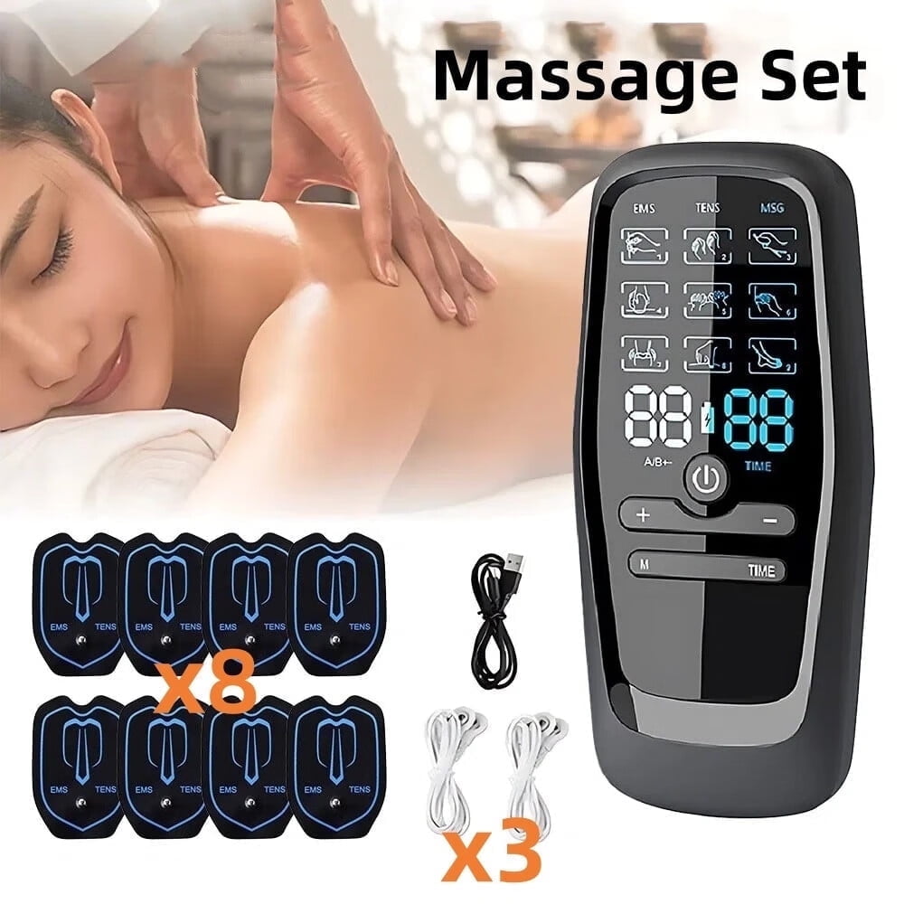 TENS Unit Muscle Stimulator for Pain Management,EMS Dual Channel Pulse Massager with 8 Reusable Electrode Pads 9 Modes for Back Neck Pain Muscle Therapy,Wireless Tens