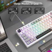 MageGee LIGHT100 Wireless Creamy Keyboard, Gasket Structure Hot Swappable, 2.4G/USB-C/BT5.0 RGB Backlit Mechanical Gaming Keyboard for Win/Mac/PC, 8000mAh Battery, Side Printed PBT Keycap, Pink