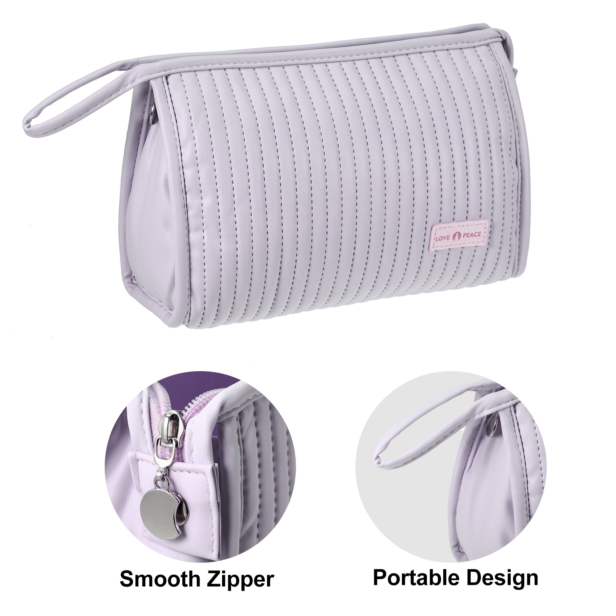 Unique Bargains Floral Makeup Bag Zipper Flower Cosmetic Pouch Purple