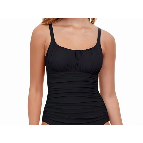 GOTTEX Women's Profile Tankini Swim Padded Top, Black, 10