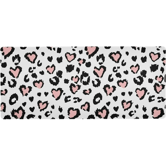 Leopard Print Cheetah Jaguar Pink Heart Large Gaming Mouse Pad Big Mousepad Mice Keyboard Mat with Non-Slip Rubber Base for Computer Laptop Home & Office, 31.5 X 15.7 inch